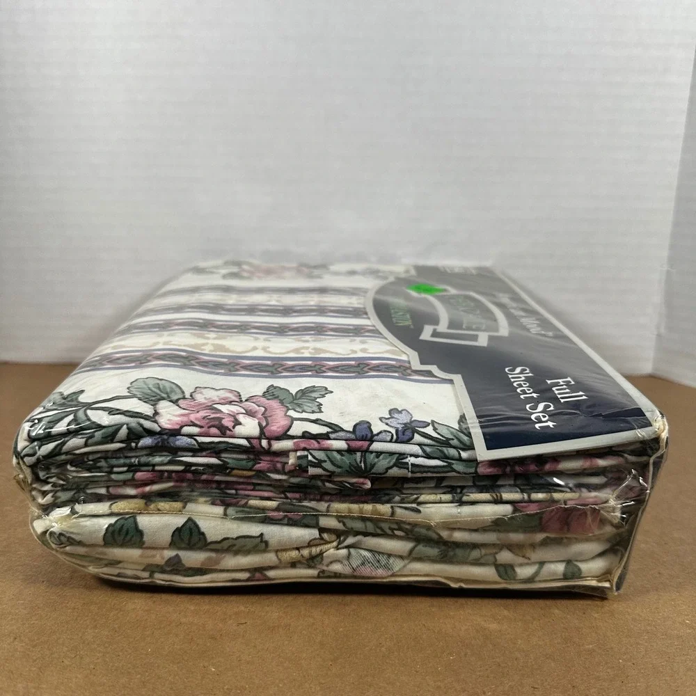 Thomaston American Mood Full Sheet Set Joanne Floral Ivory New Vintage USA